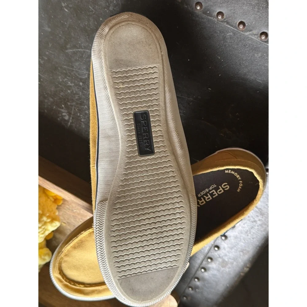 Sperry Top-Sider Crest Vibe Mustard Yellow Canvas Boat Shoes STS85784 Womens 9.5